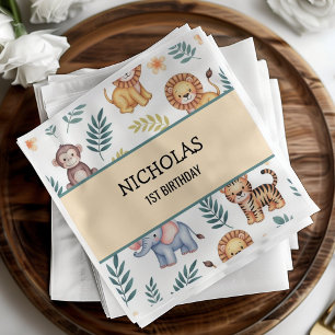 Waterverf Oerwoud Safari Animals Tropical Birthday Servet