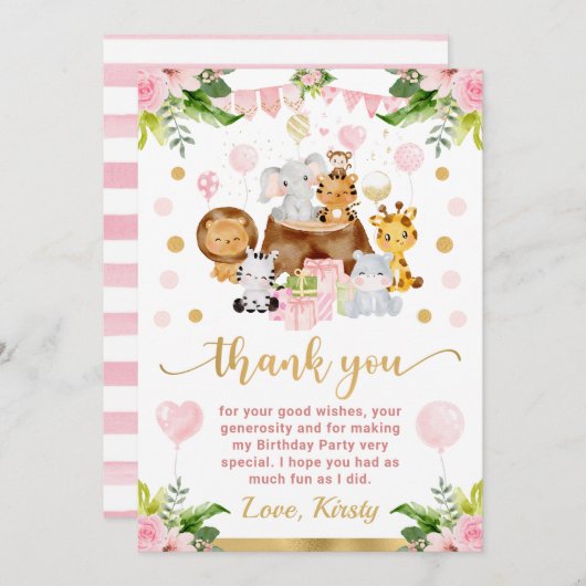 Waterverf Oerwoud Safari Bedankkaart (Voorkant / Achterkant)