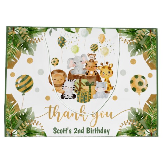 Waterverf Oerwoud Safari Birthday Groot Cadeauzakje (Achterkant)