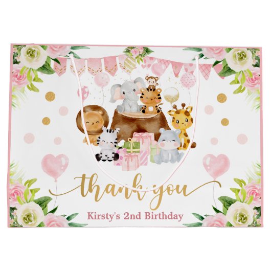 Waterverf Oerwoud Safari Floral Birthday Groot Cadeauzakje (Achterkant)