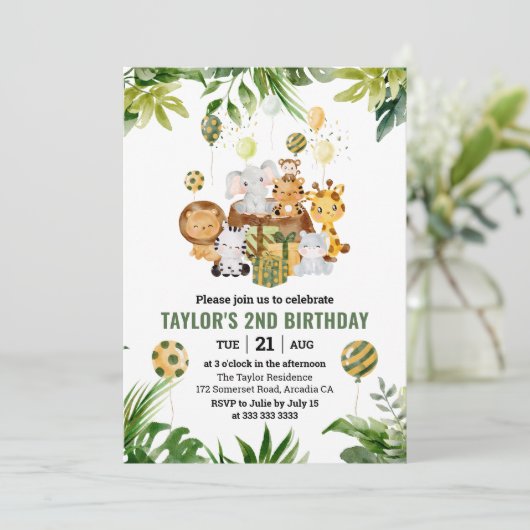 Waterverf Oerwoud Safari Kaart (Staand voorkant)