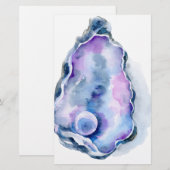 Waterverf oester schelp met peren briefpapier (Voorkant / Achterkant)