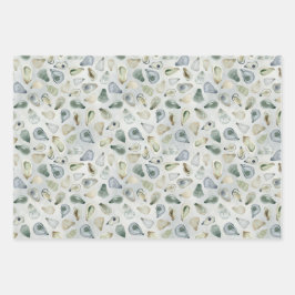 Waterverf oester schelpen cadeauverpakking inpakpapier vel