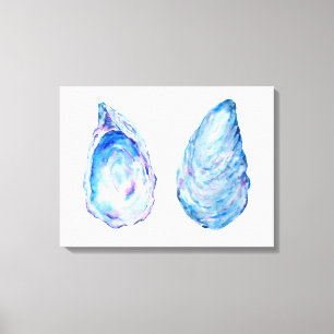 Waterverf oester schelpen canvas print