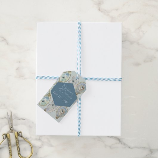 Waterverf oesters bruiloft cadeaulabel (Met Touw)