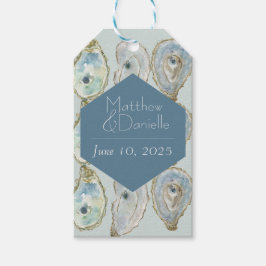 Waterverf oesters bruiloft cadeaulabel