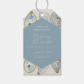 Waterverf Oesters bruiloft - Dusty Blue Cadeaulabel (Voorkant)