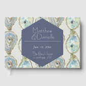 Waterverf Oesters bruiloft - Dusty Blue Gastenboek (Voorkant)