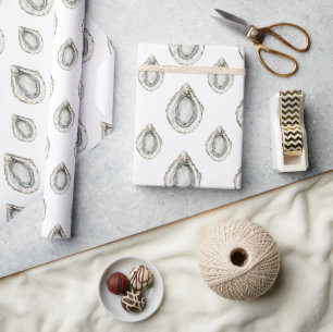 Waterverf oesters cadeaupapier