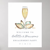 Waterverf Oesters & Champagne Welkomstbord Poster (Voorkant)