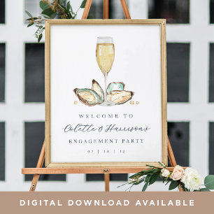 Waterverf Oesters & Champagne Welkomstbord Poster