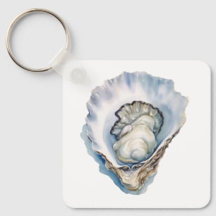 Waterverf Oesterschelp Sleutelhanger