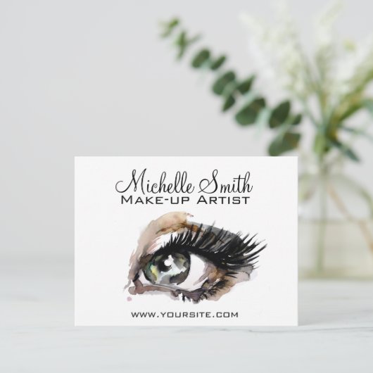 Waterverf ogen lash extension make-up branding briefkaart (Staand voorkant)