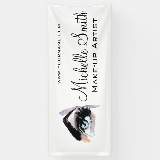 Waterverf ogen lash extension make-up branding spandoek (Verticaal)