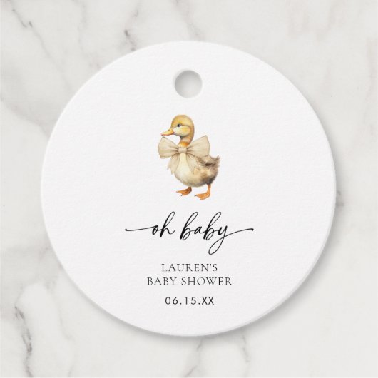Waterverf Oh Baby Duck Baby shower Bedankjes Labels (Voorkant)