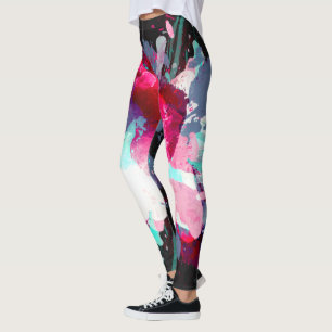 Waterverf olieverf Diep Zee Blauwe canvaspenseel Leggings