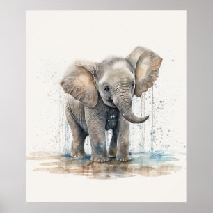 Waterverf Olifant Babykamer Jungle Safari Poster