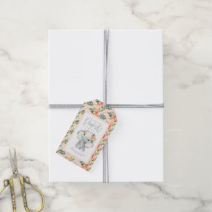 Waterverf olifant bedankt voor het verjaardagsfees cadeaulabel