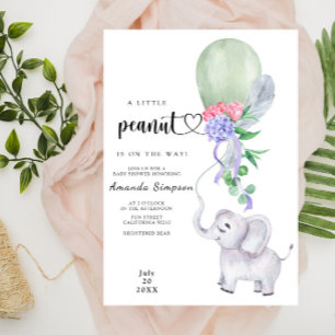 Waterverf olifant en ballon Baby shower Kaart
