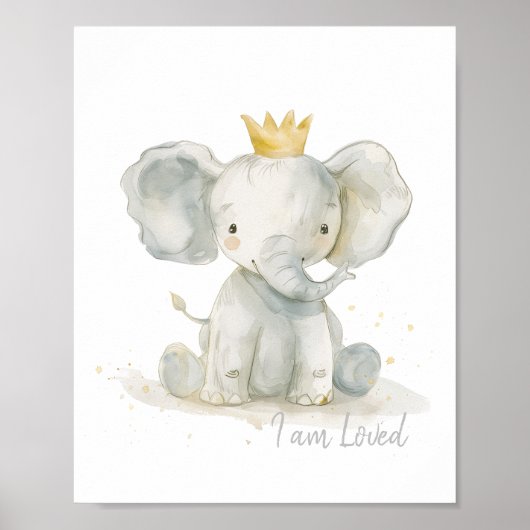 Waterverf olifant kwekerij muurkunst poster (Voorkant)