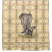 Waterverf olifant mam en baby aangepaste naam douchegordijn (Voorkant)