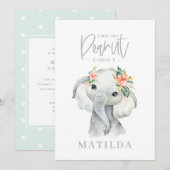 Waterverf olifant meisje verjaardagsfeest (Voorkant / Achterkant)