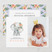 Waterverf olifant meisje verjaardagsfeest (Voorkant / Achterkant)