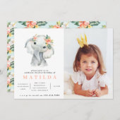 Waterverf olifant meisje verjaardagsfeest (Voorkant / Achterkant)