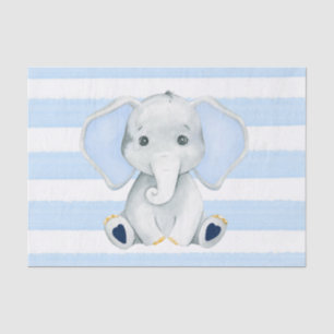 Waterverf olifant met blauwe strepen Baby shower Tissuepapier