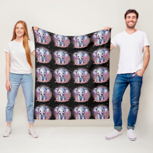 Waterverf Olifant met modern elegantie Patroon Fleece Deken