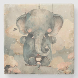 "Waterverf olifant" Stenen Onderzetter