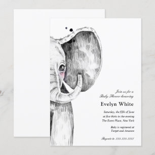 Waterverf olifant Uitnodiging voor Baby shower