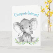 Waterverf olifantenjongen gefeliciteerd kaart (Gele Bloem)