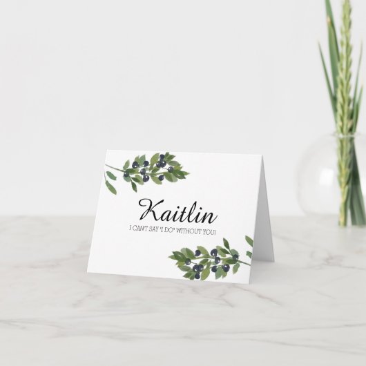 Waterverf Olijfgaard | Ben je mijn bruidsmeisje? (Voorkant)