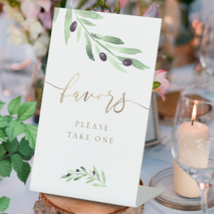 waterverf olijftak bevoordeelt voetsporen reclamebord met voetstuk