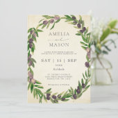  Waterverf Olijftak Grieks Huwelijk Kaart (Staand voorkant)