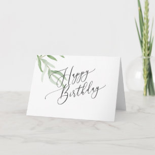 Waterverf Olijftak Happy Birthday Kaart