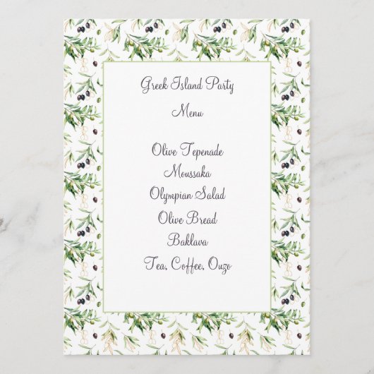 Waterverf Olijven en Kaart in het menu Foliage (Voorkant)