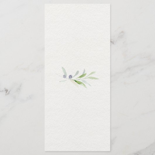 Waterverf olijven en olijftakken bruiloft | menu (Achterkant)