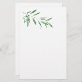 Waterverf Olive Branch Briefpapier (Voorkant / Achterkant)