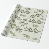 Waterverf Olive Branch Cadeaupapier (Uitgerold)