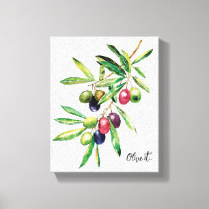 Waterverf Olive Branch Canvas Afdruk