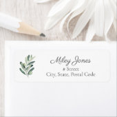 Waterverf Olive Branch Elegant Return-adres Etiket (Insitu)