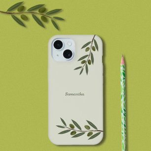 Waterverf Olive Branch iPhone 15 Hoesje