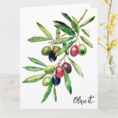 Waterverf Olive Branch Kaart (Gele Bloem)