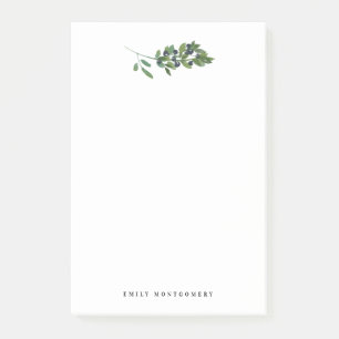 Waterverf Olive Branch laat persoonlijk monogram o Post-it® Notes