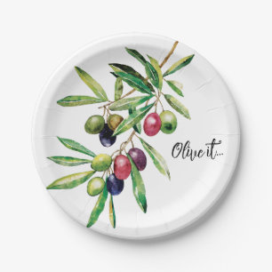 Waterverf Olive Branch Papieren Bordje