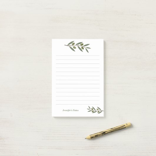 Waterverf Olive Branch Post-it® Notes (Op bureau)