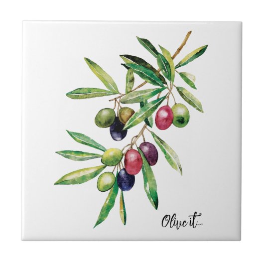 Waterverf Olive Branch Tegeltje (Voorkant)