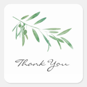 Waterverf Olive Branch Vierkante Sticker